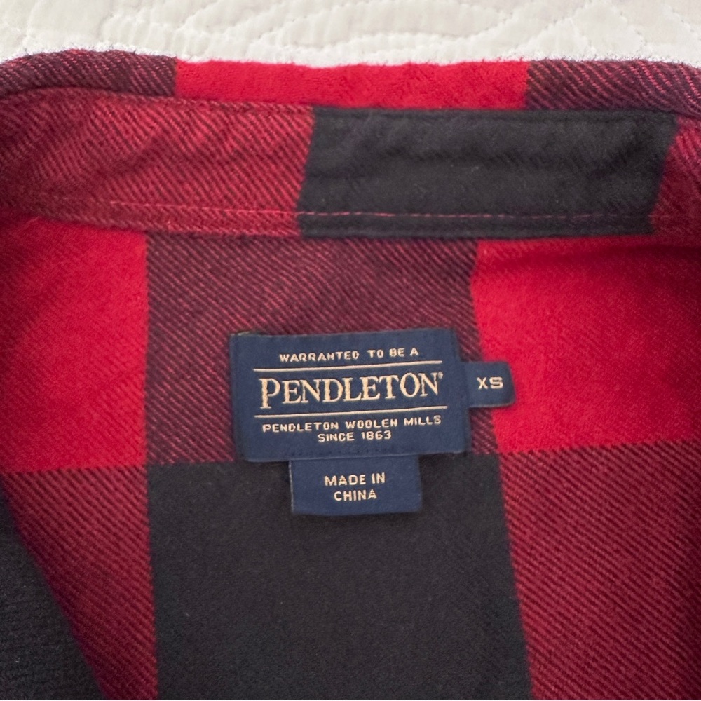 NWOT Pendleton Madison Cotton Flannel Shirt, Red/Black Buffalo Check, X-Small - Picture 10 of 14